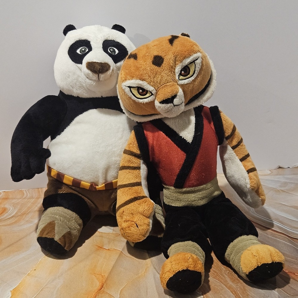 Kung Fu Panda Po Tigress Plush Lot 2 DreamWorks Stuffed Animals